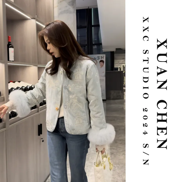 【国潮】2025国风羽绒服小香风气质牛仔短款时尚休闲复古秋冬#3950