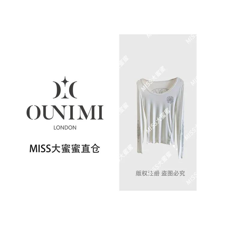 欧倪蜜 OUNIMI 烫钻长袖T恤女秋季新款百搭打底衫Y-595