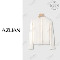 冬季法式立领羊绒针织优雅气质开衫荷叶袖气质百搭上衣女 PX-2190