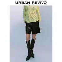UR2025秋季新款女装时尚复古摩登休闲PU中裤短裤UWG650069