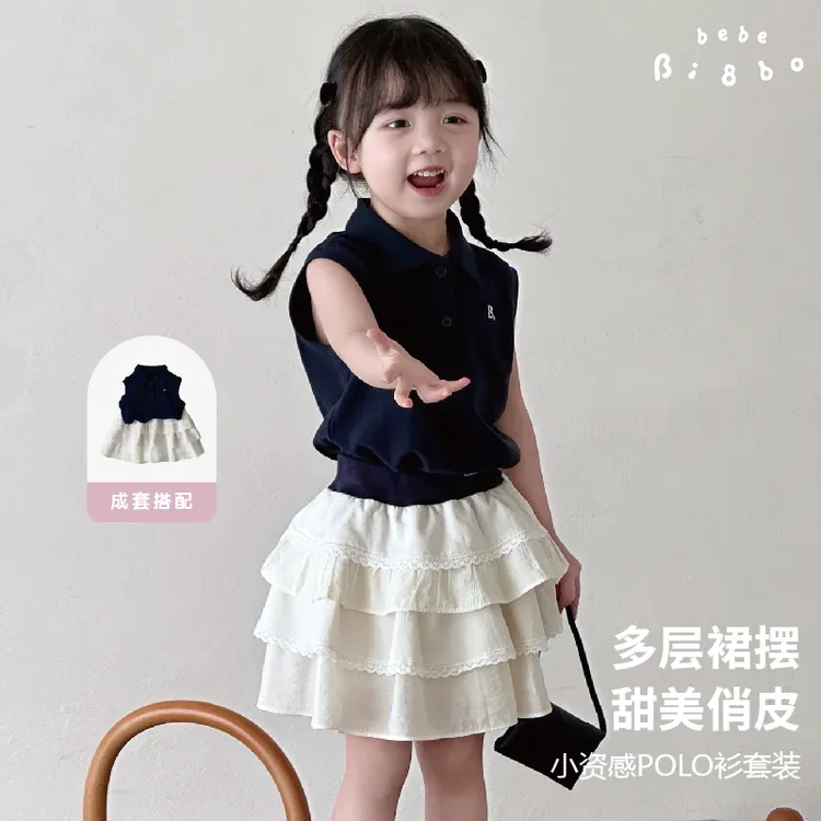bi8bo2025夏季新款女童韩版休闲POLO衫套装 31270
