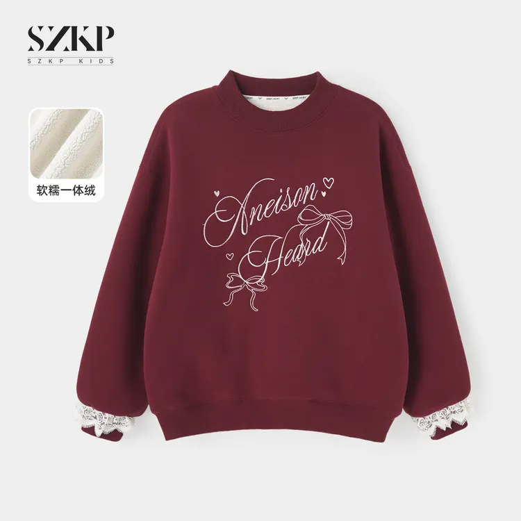 SZKP冬季新款女童装保暖上衣中大童休闲儿童加绒卫衣YNYD557246
