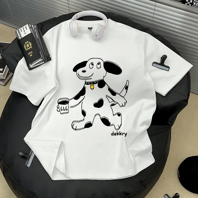 Dekkry夏季宽松情侣半袖时尚潮牌美式纯棉短袖T恤男女正肩上衣