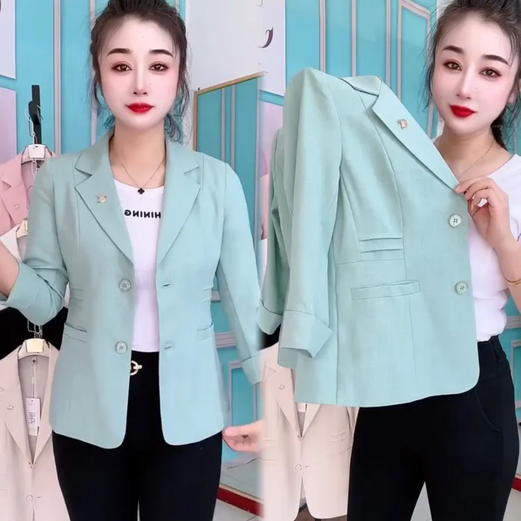 爆款西装外套2025春夏新款纯色时尚显瘦洋气西服短款休闲防晒外套