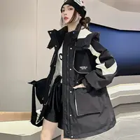 3386冲锋衣羽绒服女冬季新款中长款连帽收腰白鸭绒派克服外套潮