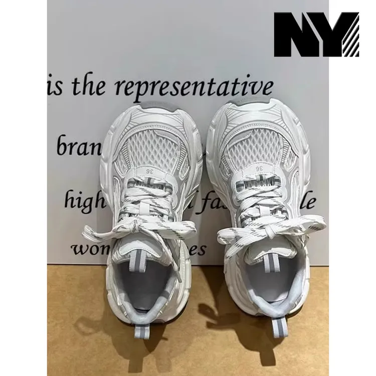 NY欧洲站老爹鞋女2025春秋新款超轻软底网透气休闲厚底增高运动鞋