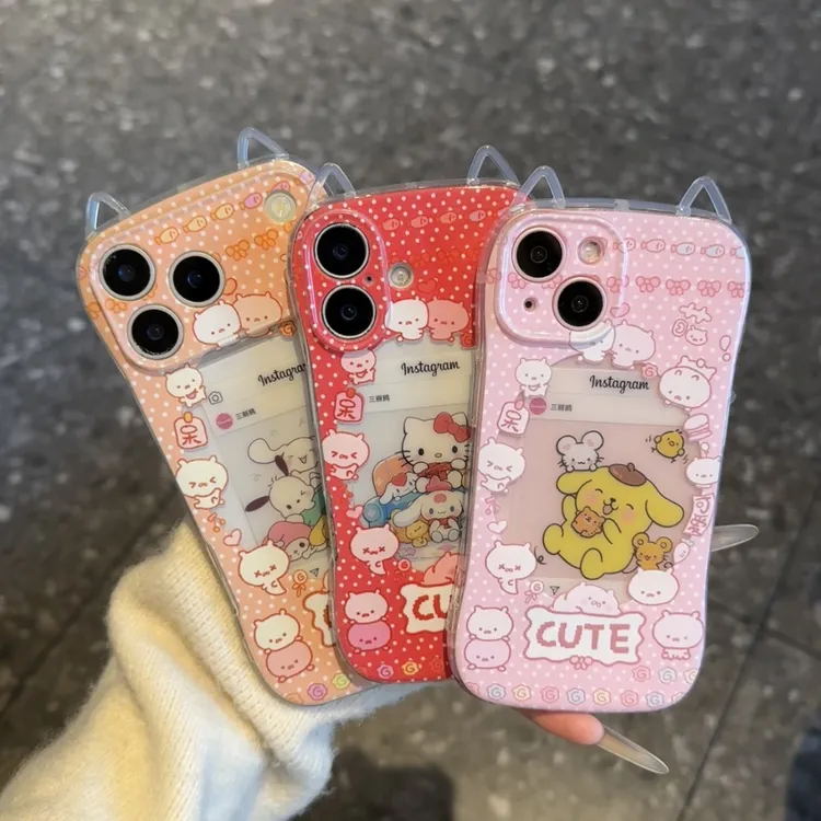 兔丸粉相框适用苹果17手机壳iPhone16pro小蛮腰15卡通13猫耳朵14