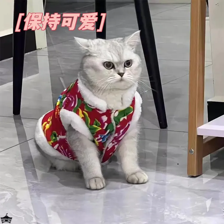 狗狗猫咪衣服秋冬季加厚宠物猫咪喜庆新年装东北大花袄小中大型犬