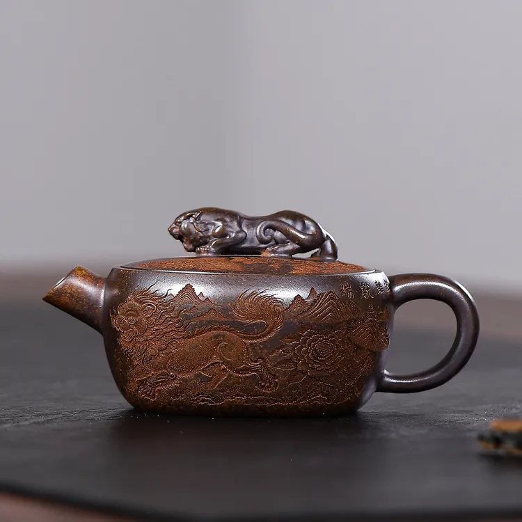 实力派李老师龙骨金砂卧虎藏龙一片瓦手工宜兴紫砂壶家用泡茶壶