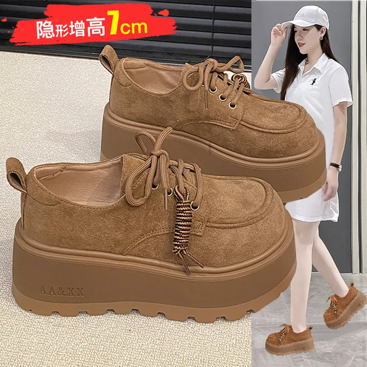 厚底乐福鞋款2025新款秋季复古百搭小个子增高单鞋轻奢休闲勃肯鞋