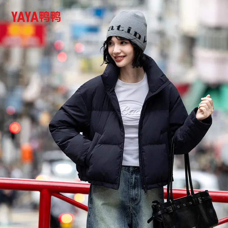 YAYA/鸭鸭《鞠婧祎同款》保暖羽绒服女款爆款90白鸭绒正品高级外套