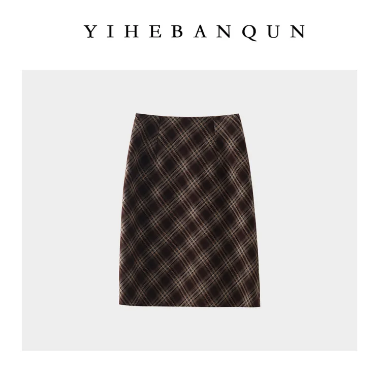2025秋冬季新款时尚百搭A字半身裙中长款百搭显瘦百搭格纹中裙