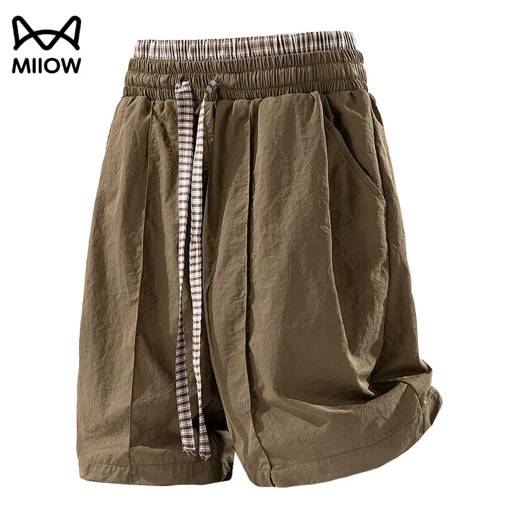 猫人短裤夏季户外运动休闲五分裤美式复古宽松时尚百搭直筒半裤男