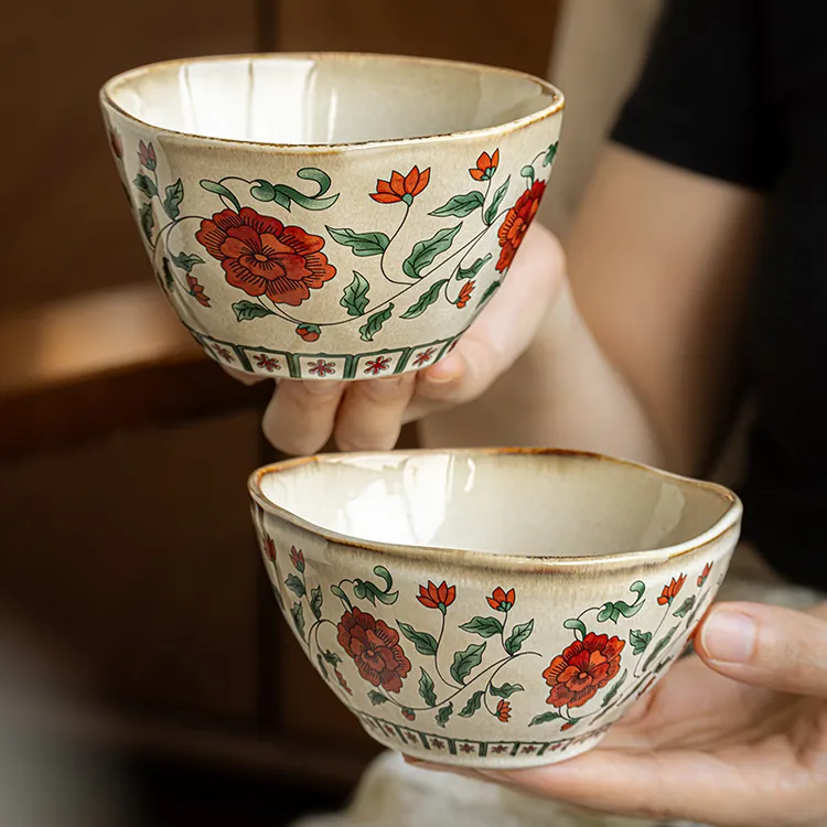 小悠家 特别好看的饭碗中式复古陶瓷小碗个人专用精致碗酸奶碗