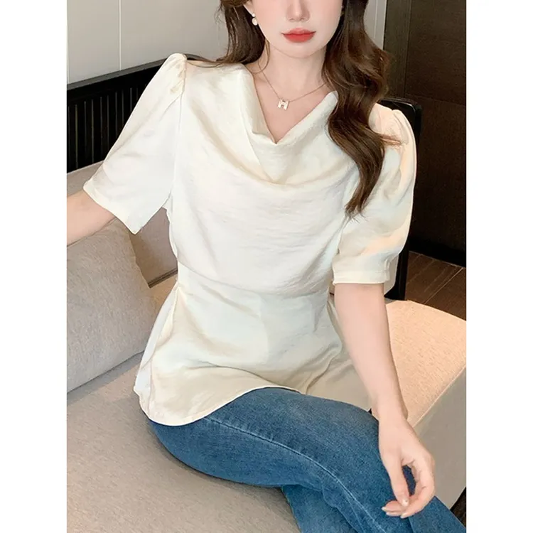 时尚气质洋气小众设计感显瘦夏季夏装韩版女装短袖衬衫女2025夏季