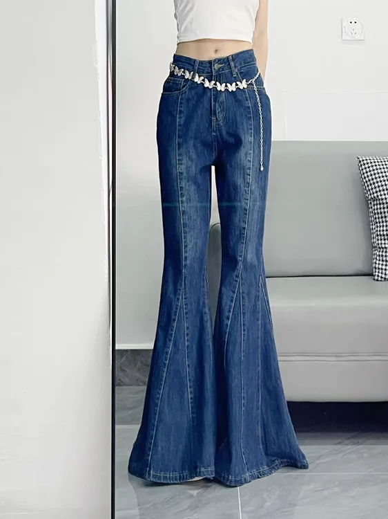 刘诗诗同款牛仔裤女2025年春高个子高腰鱼尾喇叭显瘦时尚休闲裤潮