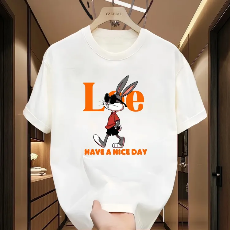 短袖夏季纯棉印花T恤夏款设计师白色上衣百搭夏装春夏情侣半袖