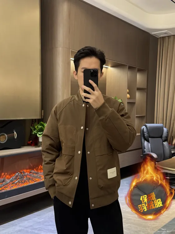 【李子光】冬季时尚百搭宽松男士夹克羽绒服工装加绒加厚YY523