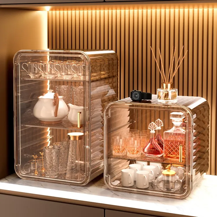 多功能杯子收纳置物架茶杯防尘杯架茶具收纳柜咖啡储物沥水架