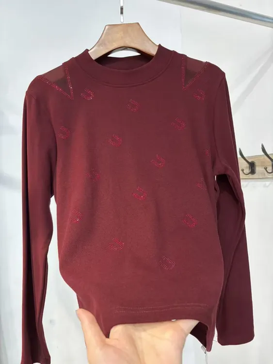 【丽姐家】冬季新品时尚字母镂空高弹打底衫74