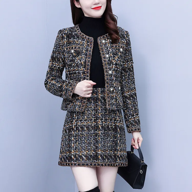 现货小香风套装好质量面料大码女装