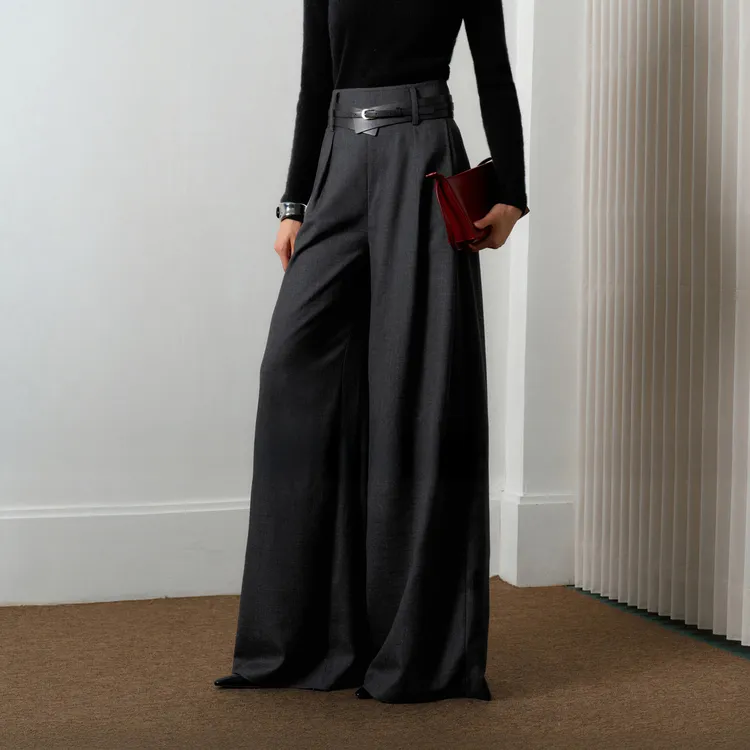 LYNEE【老钱裤】长款腰封羊毛裙裤 LGD2FAW225