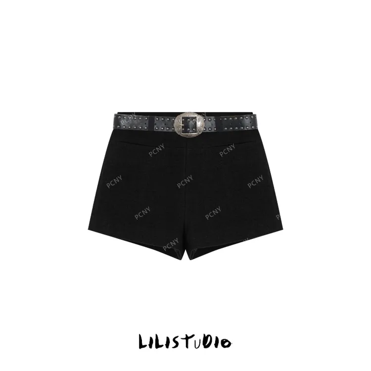 PCNY「超A短裤」不理理冬季新款小众女装高腰休闲修身辣妹A字型短裤