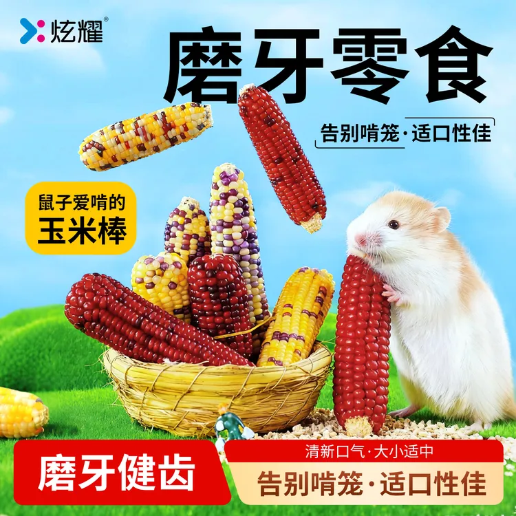 炫耀仓鼠磨牙零食玉米棒金丝熊天然营养侏儒主粮玉米解馋互动玩具