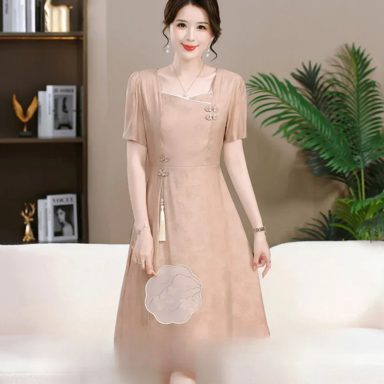俞兆林中国风连衣裙2025新款女夏高级感气质年轻妈妈国风改良旗