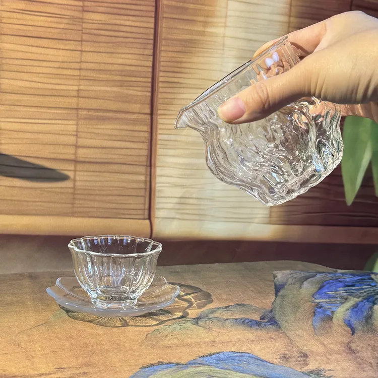 十载爱棠锤纹公道杯高硼硅玻璃耐高温泡茶水杯茶漏加厚耐热分茶器