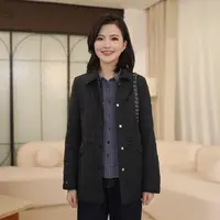 枫竺阿楠anan休闲通勤翻领绗缝薄款中长款衬衫棉服女秋冬保暖外套