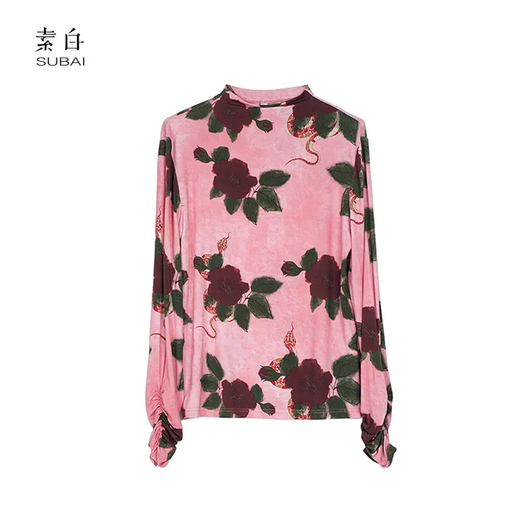 素白【蛇年有钱花】蛇年限定复古印花设计感套头上衣SB2412CP00834