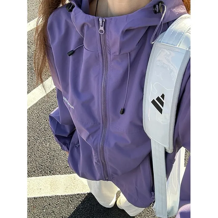 cleanfit绝绝紫夹克男款秋季美式户外登山防风防水冲锋衣连帽外套