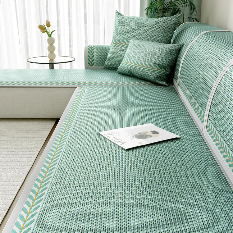 夏季艾草藤席沙发垫夏天款凉感防滑坐垫子新款2025皮沙发套罩盖布