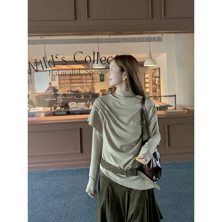 【杏花香真两件】冬季高级肌理感分割线设计长袖时尚套装253A4298