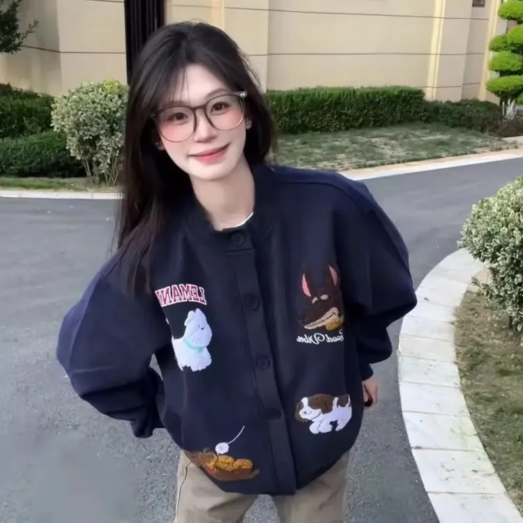 特大码300斤甜美少女风时尚开衫纽扣卫衣冬季新款韩版加绒外套