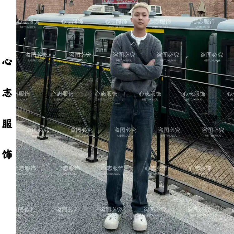 SSL-CIothing 冬季加厚男款微宽松直筒牛仔裤常规百搭休闲