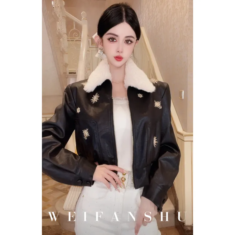 WEIFANSHU/魏凡舒【酷飒把妹王】翻领羊羔毛外套