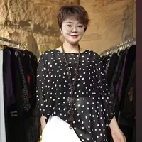 127#1674-黑色圆领绑绳波点上衣-F/减龄时尚浪漫气质波点上衣