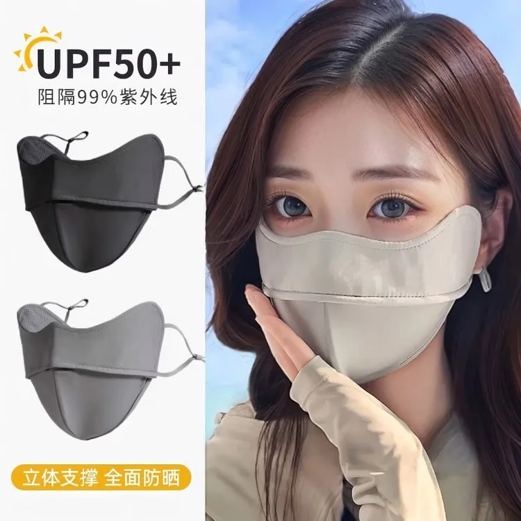 防晒口罩防紫外线女夏季高颜值薄款冰丝遮阳全脸面罩立体2025新款