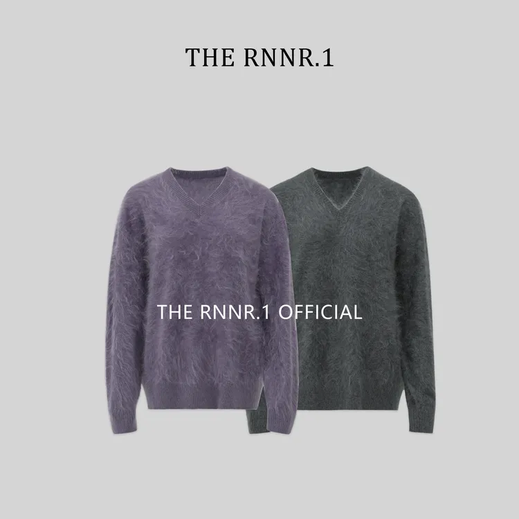 THE RNNR.1重磅羊绒拉绒 V领 宽松 套头毛衣