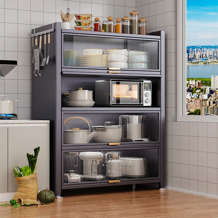 厨房家用橱柜防尘落地多层微波炉带电器收纳置物架鞋架子多层家用