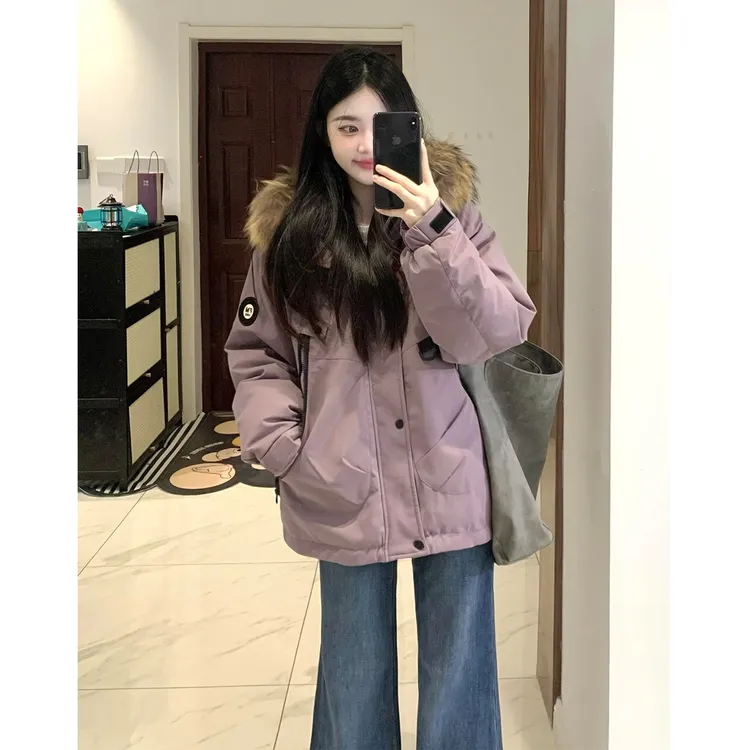 高充绒量2025冬季新款白鸭绒派克羽绒服女中长款版型巨好看大毛领