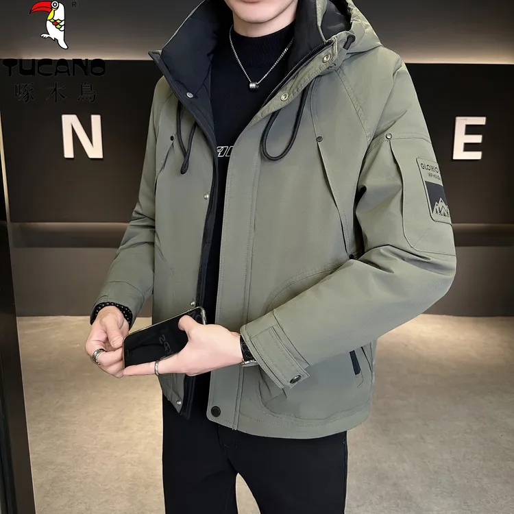啄木鳥春秋新款连帽工装保暖羽绒服男士爆款潮流百搭休闲帅气外套