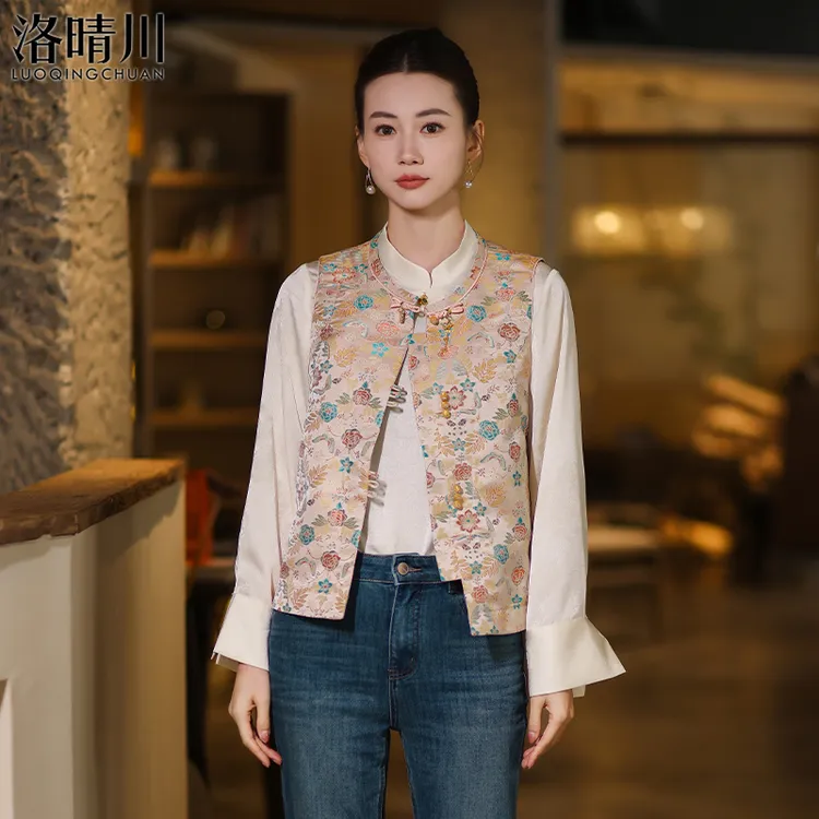 时尚百搭双面双穿显瘦日常气质新中式中国风双面双穿马甲碎花复古