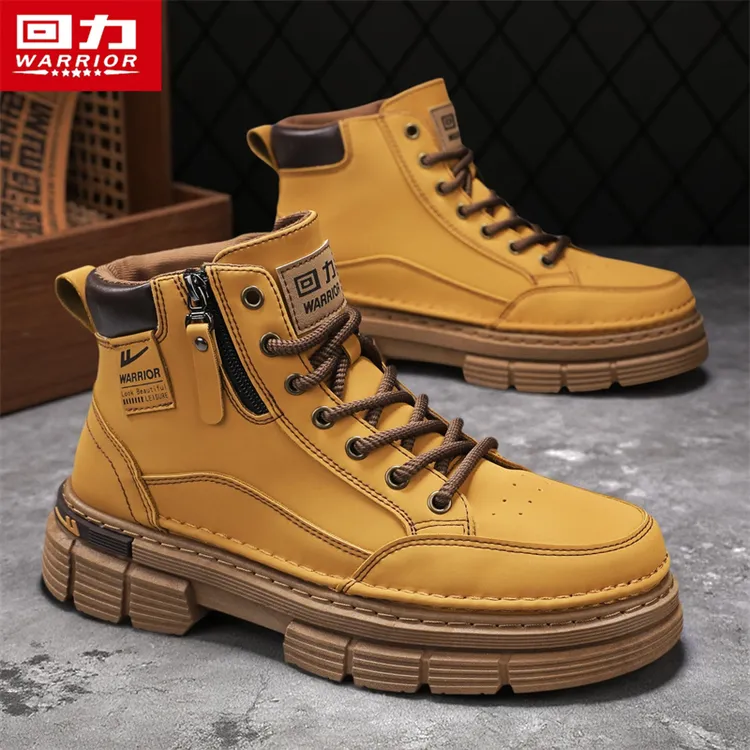 回力马丁靴冬季百搭英伦复古皮鞋防水防滑休闲高帮工装男鞋大黄鞋