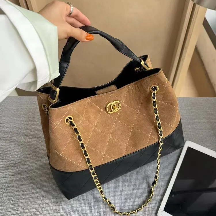 可DIY复古真皮磨砂小香风链条包高级感大容量托特单肩包