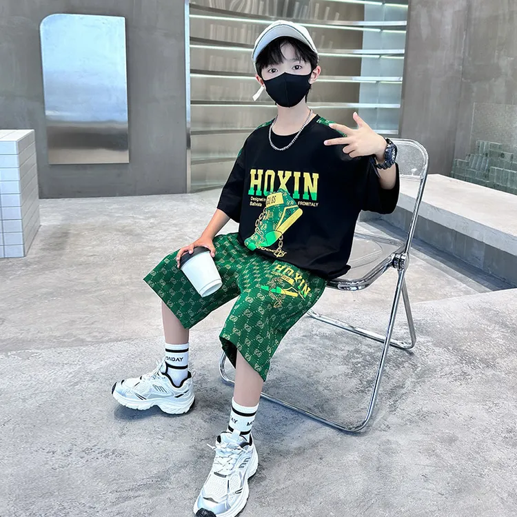 新品巴拉巴拉男童夏装套装2025新款洋气中大童夏季短袖时髦帅气炸