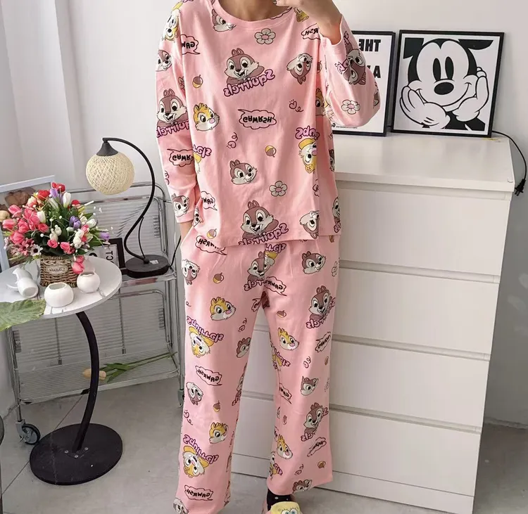 卡通动漫长袖长裤加厚家居服套装大码印花舒适休闲圆领家居服