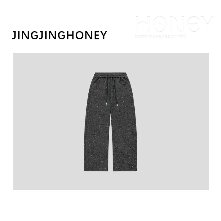 静静哈尼【星空弯刀阔腿裤】简约百搭垂感宽松休闲裤K82543